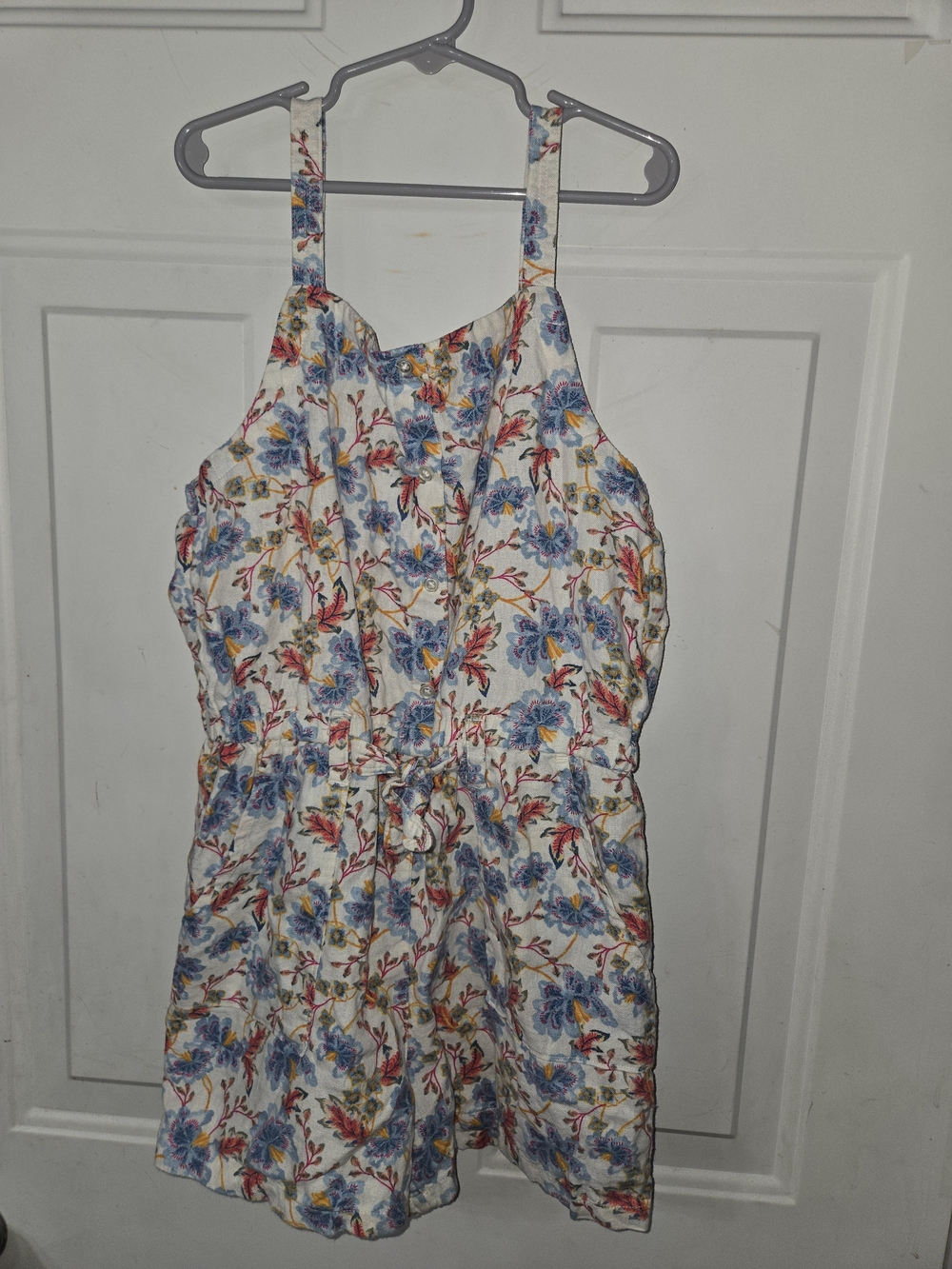 Old Navy Cream Romper with Blue, Pink & Yellow Floral Print